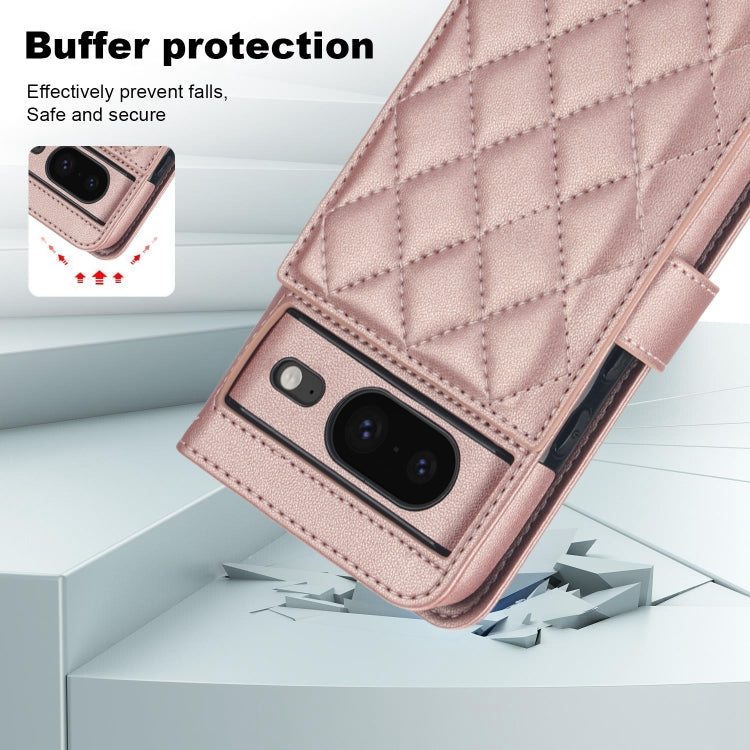 For Google Pixel 8a Crossbody Multifunction Rhombic Leather Phone Case