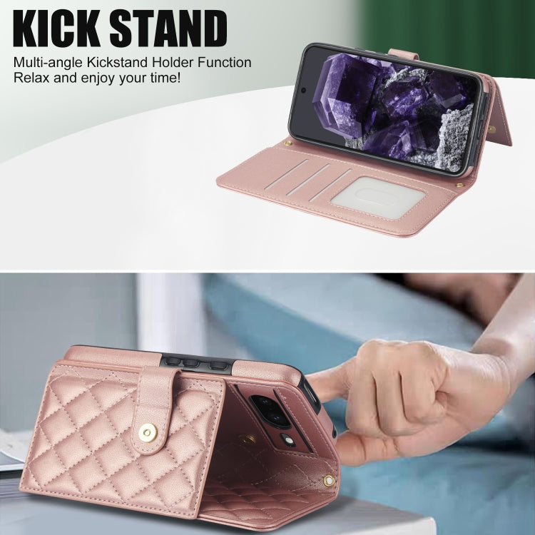 For Google Pixel 8a Crossbody Multifunction Rhombic Leather Phone Case