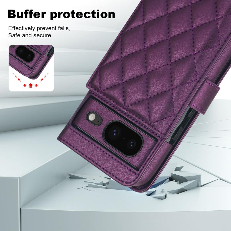 For Google Pixel 8a Crossbody Multifunction Rhombic Leather Phone Case