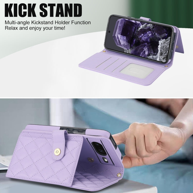 For Google Pixel 8a Crossbody Multifunction Rhombic Leather Phone Case