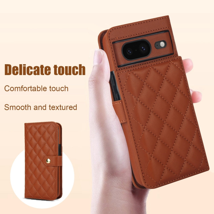 For Google Pixel 8a Crossbody Multifunction Rhombic Leather Phone Case
