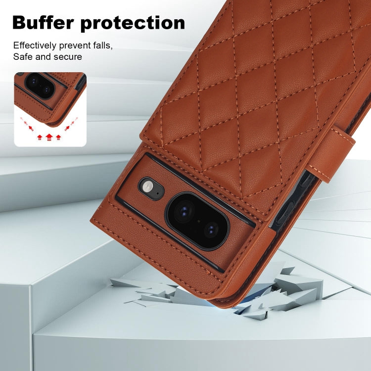 For Google Pixel 8a Crossbody Multifunction Rhombic Leather Phone Case
