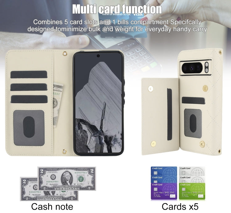 For Google Pixel 8 Pro Crossbody Multifunction Rhombic Leather Phone Case