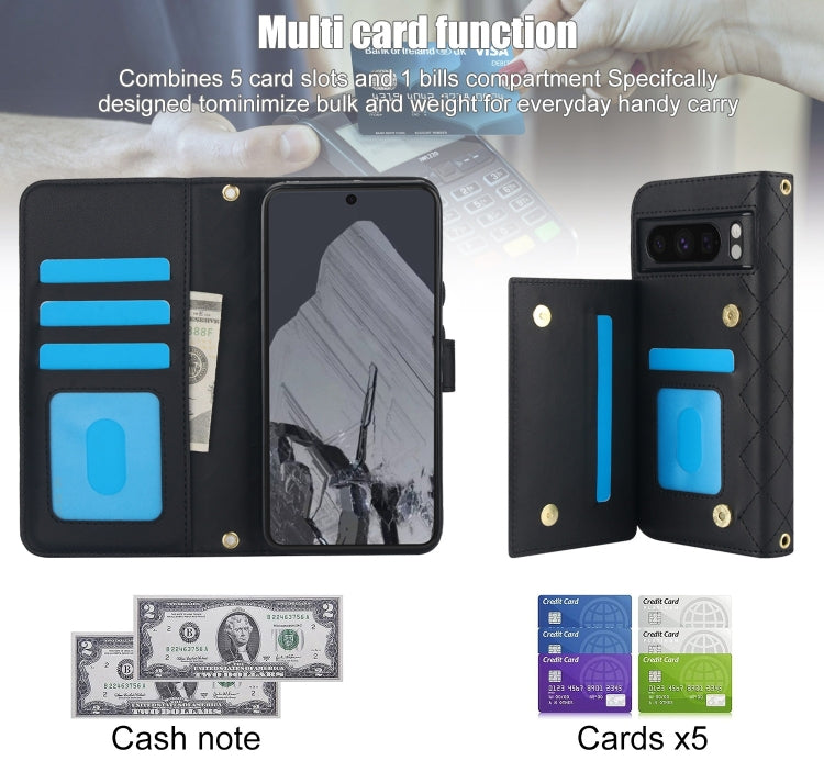 For Google Pixel 8 Pro Crossbody Multifunction Rhombic Leather Phone Case