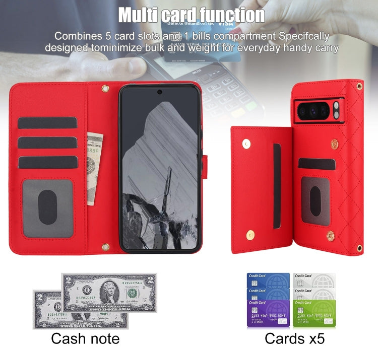 For Google Pixel 8 Pro Crossbody Multifunction Rhombic Leather Phone Case