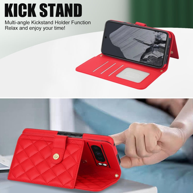 For Google Pixel 8 Pro Crossbody Multifunction Rhombic Leather Phone Case