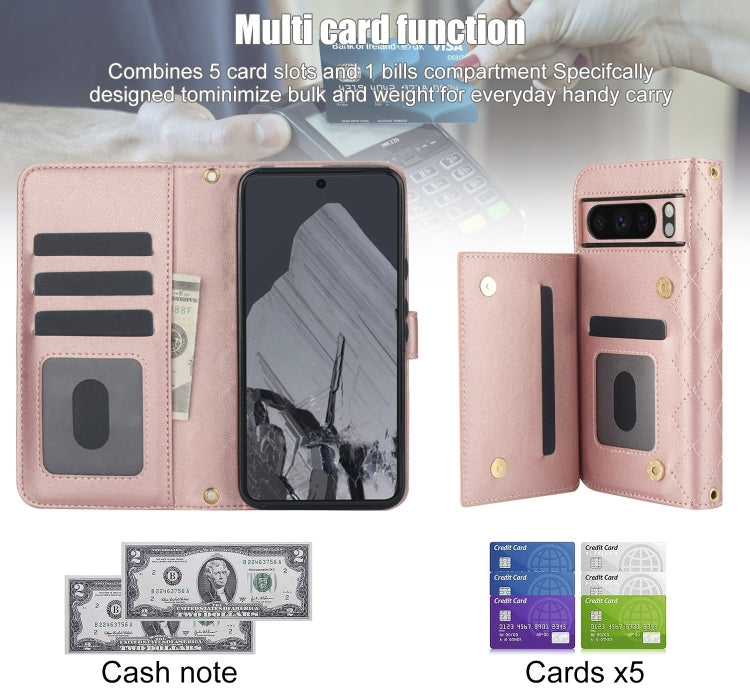For Google Pixel 8 Pro Crossbody Multifunction Rhombic Leather Phone Case