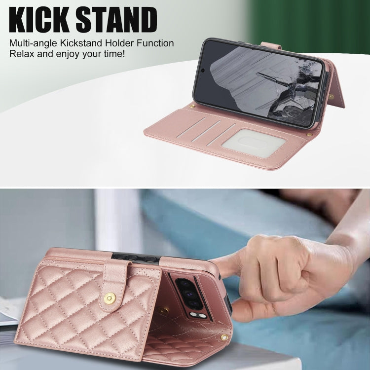 For Google Pixel 8 Pro Crossbody Multifunction Rhombic Leather Phone Case