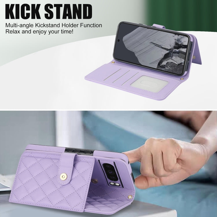 For Google Pixel 8 Pro Crossbody Multifunction Rhombic Leather Phone Case