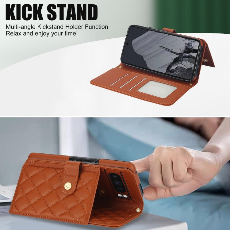For Google Pixel 8 Pro Crossbody Multifunction Rhombic Leather Phone Case