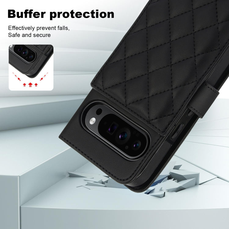 For Google Pixel 9 Crossbody Multifunction Rhombic Leather Phone Case
