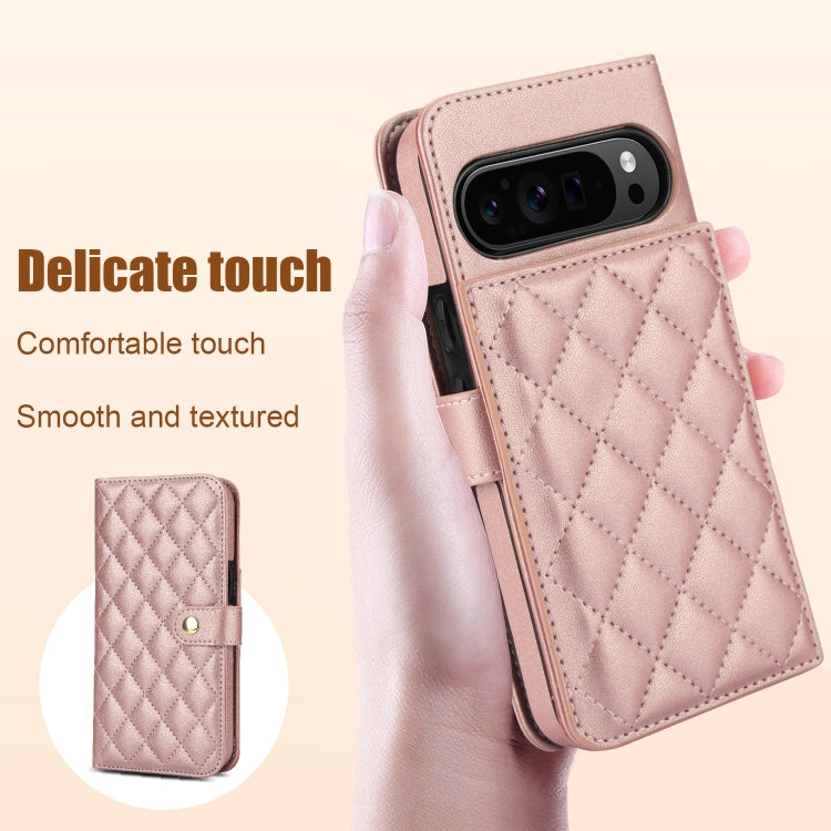 For Google Pixel 9 Crossbody Multifunction Rhombic Leather Phone Case