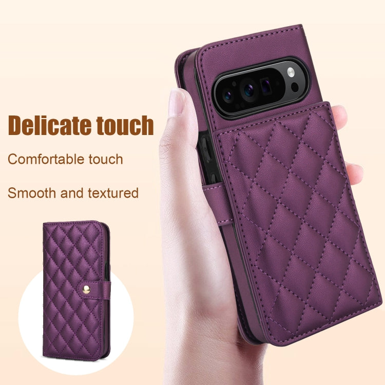 For Google Pixel 9 Crossbody Multifunction Rhombic Leather Phone Case