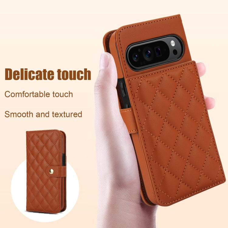 For Google Pixel 9 Crossbody Multifunction Rhombic Leather Phone Case