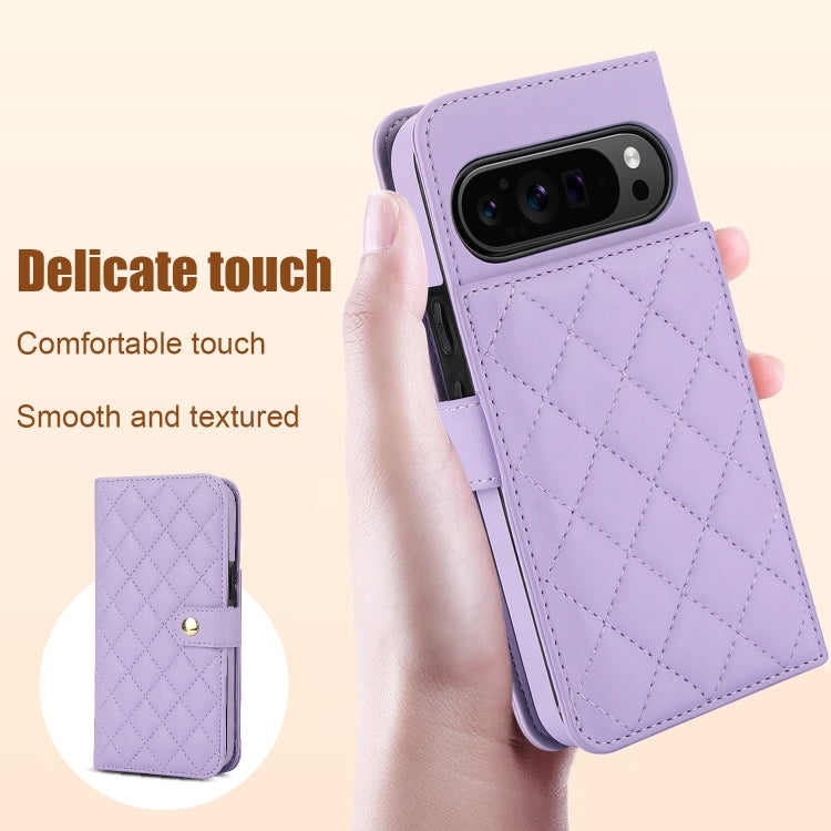 For Google Pixel 9 Pro XL Crossbody Multifunction Rhombic Leather Phone Case