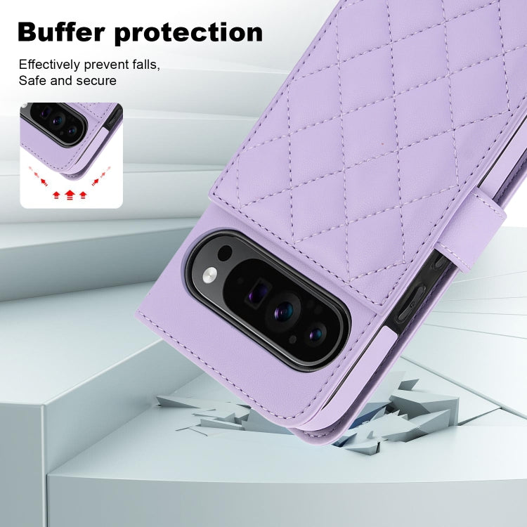 For Google Pixel 9 Pro XL Crossbody Multifunction Rhombic Leather Phone Case