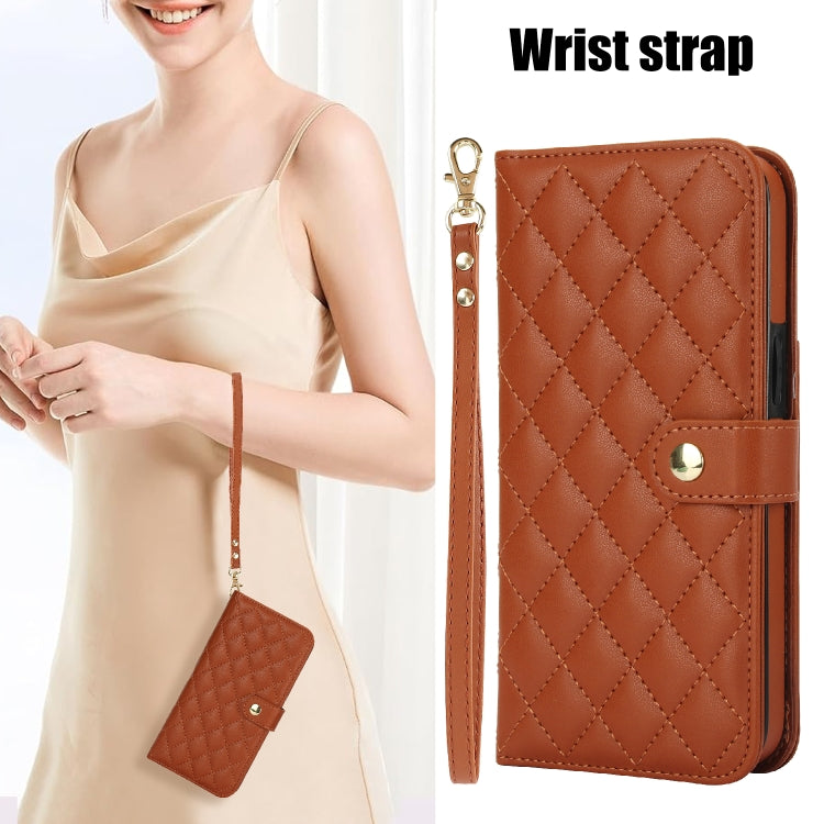 For Google Pixel 9 Pro XL Crossbody Multifunction Rhombic Leather Phone Case