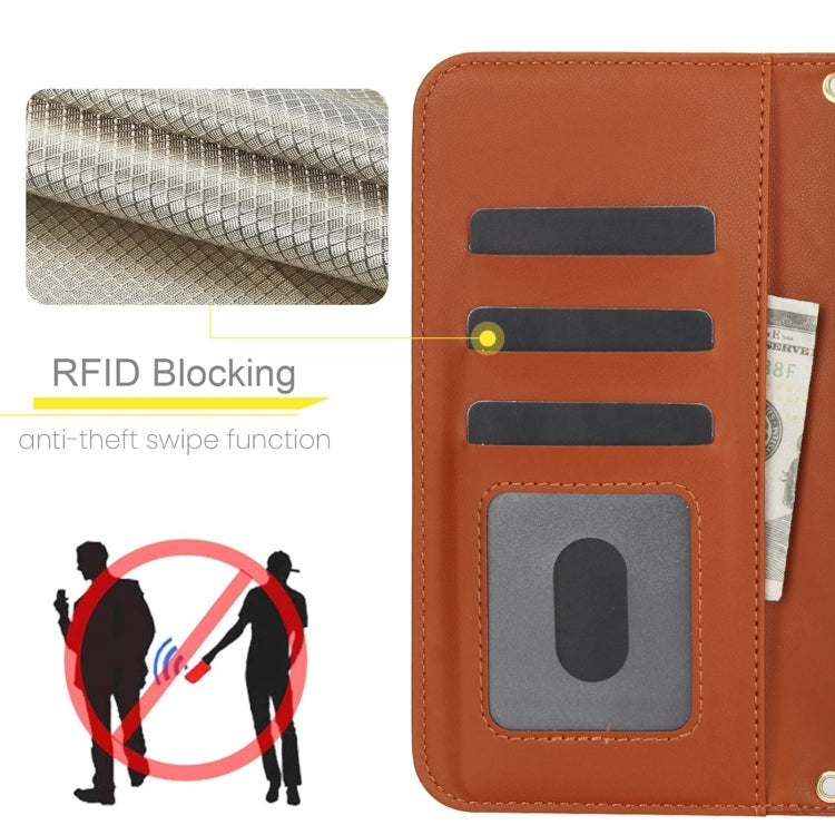 For Google Pixel 9 Pro XL Crossbody Multifunction Rhombic Leather Phone Case