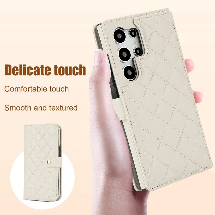 For Samsung Galaxy S24 Ultra 5G Crossbody Multifunction Rhombic Leather Phone Case