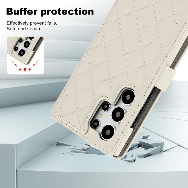 For Samsung Galaxy S24 Ultra 5G Crossbody Multifunction Rhombic Leather Phone Case