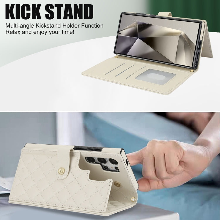 For Samsung Galaxy S24 Ultra 5G Crossbody Multifunction Rhombic Leather Phone Case