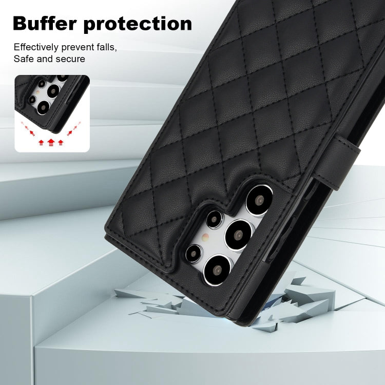 For Samsung Galaxy S24 Ultra 5G Crossbody Multifunction Rhombic Leather Phone Case