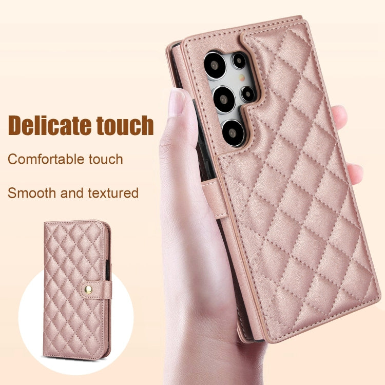 For Samsung Galaxy S24 Ultra 5G Crossbody Multifunction Rhombic Leather Phone Case