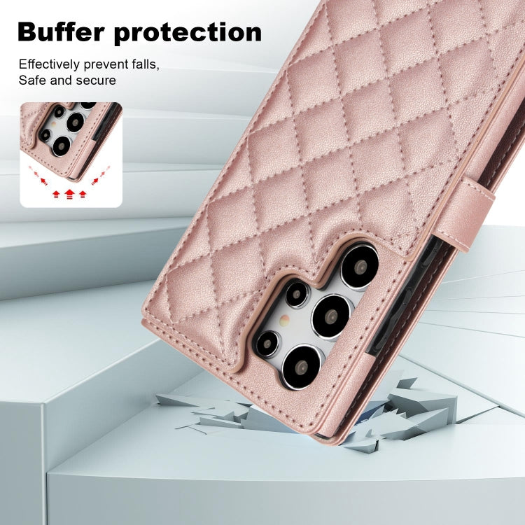 For Samsung Galaxy S24 Ultra 5G Crossbody Multifunction Rhombic Leather Phone Case