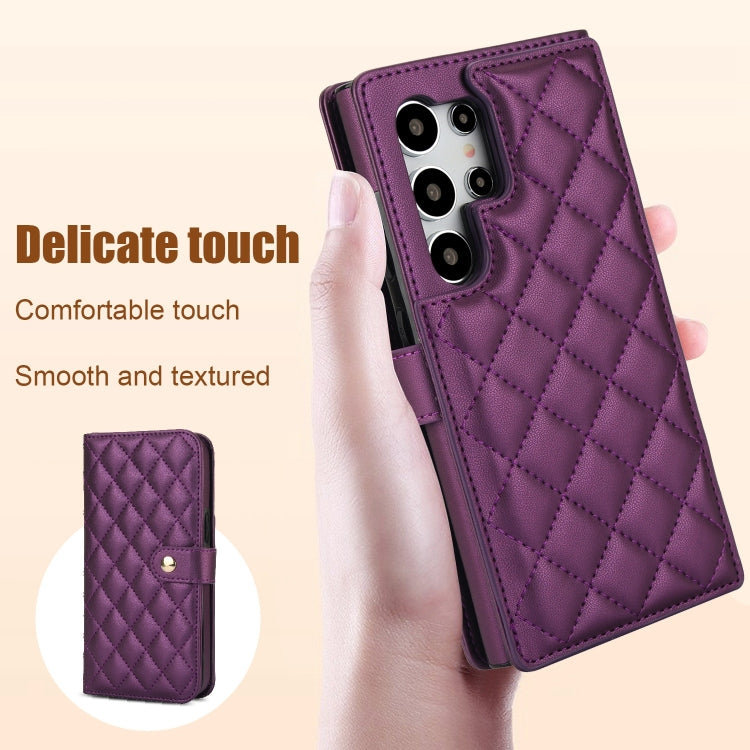 For Samsung Galaxy S24 Ultra 5G Crossbody Multifunction Rhombic Leather Phone Case