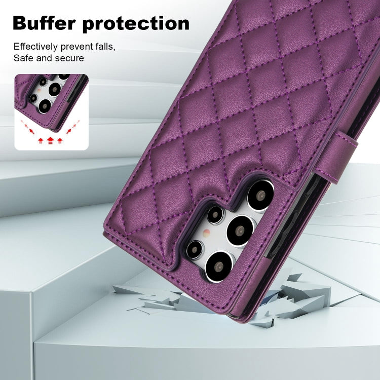 For Samsung Galaxy S24 Ultra 5G Crossbody Multifunction Rhombic Leather Phone Case