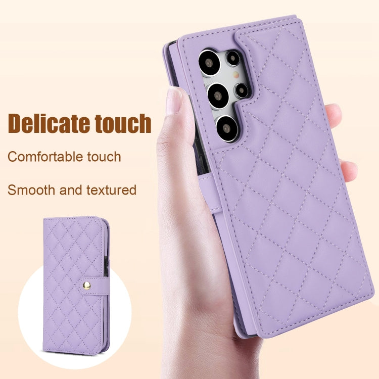 For Samsung Galaxy S24 Ultra 5G Crossbody Multifunction Rhombic Leather Phone Case