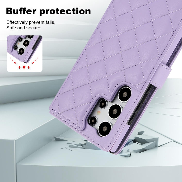 For Samsung Galaxy S24 Ultra 5G Crossbody Multifunction Rhombic Leather Phone Case