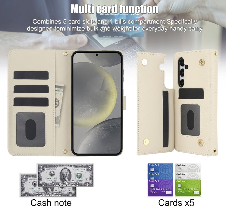 For Samsung Galaxy S24 5G Crossbody Multifunction Rhombic Leather Phone Case