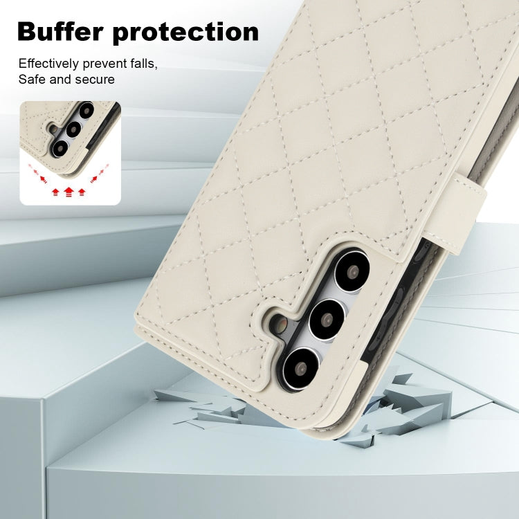 For Samsung Galaxy S24 5G Crossbody Multifunction Rhombic Leather Phone Case