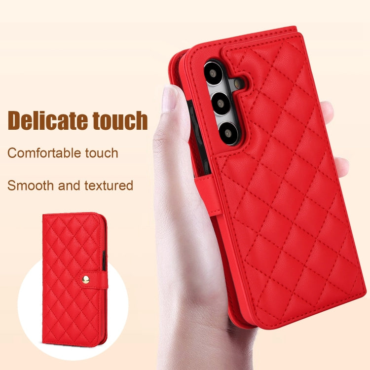 For Samsung Galaxy S24 5G Crossbody Multifunction Rhombic Leather Phone Case