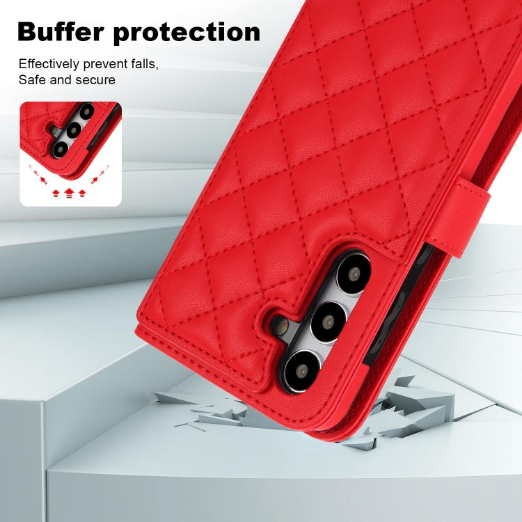For Samsung Galaxy S24 5G Crossbody Multifunction Rhombic Leather Phone Case
