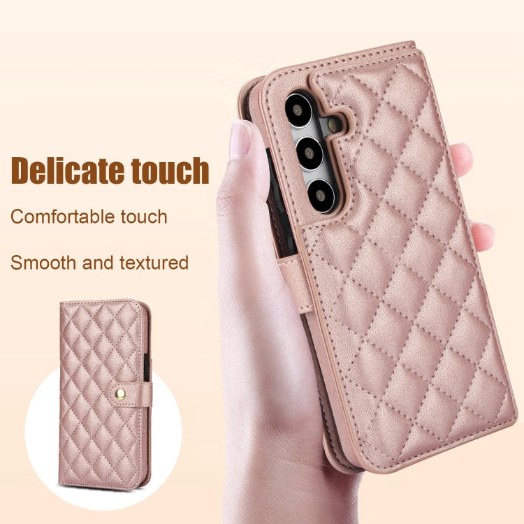 For Samsung Galaxy S24 5G Crossbody Multifunction Rhombic Leather Phone Case