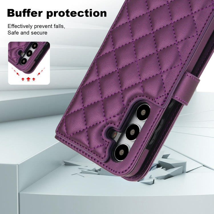 For Samsung Galaxy S24 5G Crossbody Multifunction Rhombic Leather Phone Case