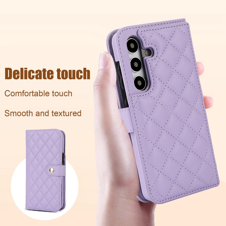 For Samsung Galaxy S24 5G Crossbody Multifunction Rhombic Leather Phone Case