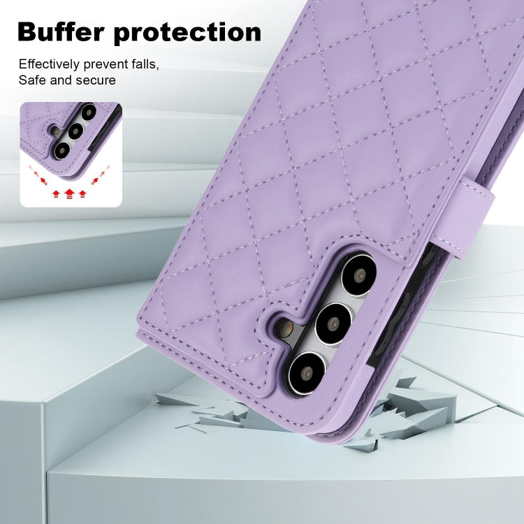 For Samsung Galaxy S24 5G Crossbody Multifunction Rhombic Leather Phone Case