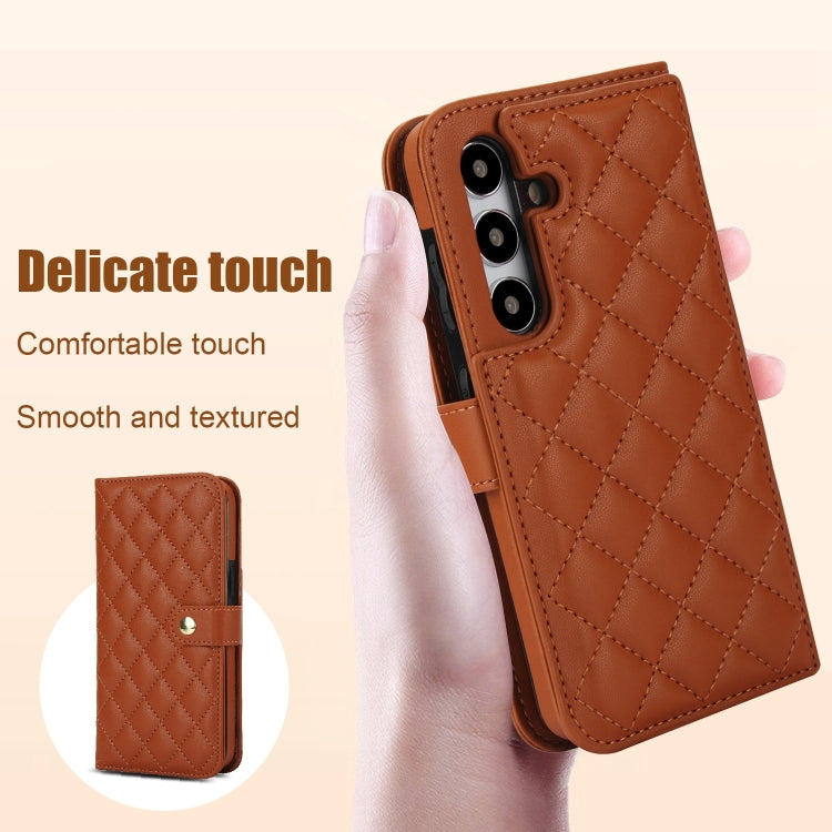 For Samsung Galaxy S24 5G Crossbody Multifunction Rhombic Leather Phone Case