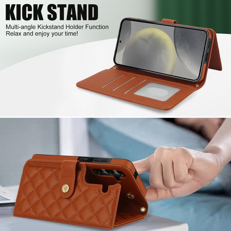 For Samsung Galaxy S24 5G Crossbody Multifunction Rhombic Leather Phone Case