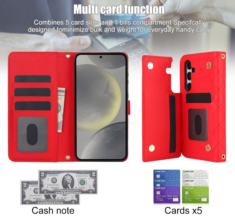 For Samsung Galaxy S23 FE 5G Crossbody Multifunction Rhombic Leather Phone Case