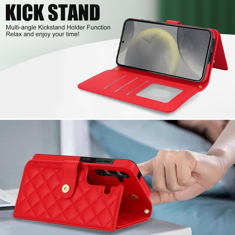 For Samsung Galaxy S23 FE 5G Crossbody Multifunction Rhombic Leather Phone Case