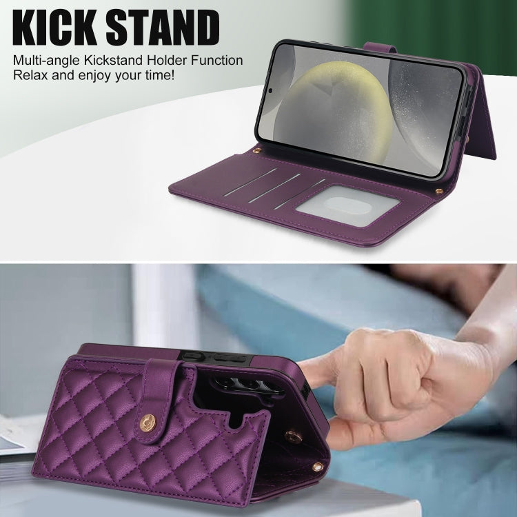 For Samsung Galaxy S23 FE 5G Crossbody Multifunction Rhombic Leather Phone Case