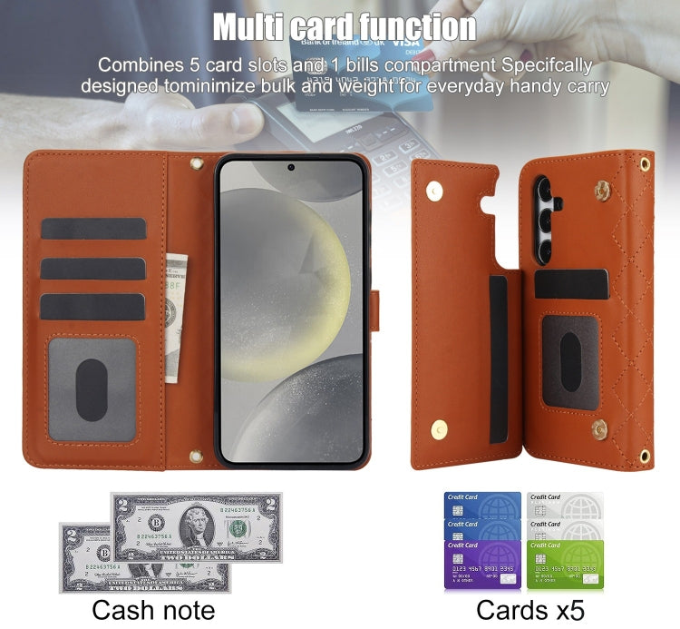For Samsung Galaxy S23 FE 5G Crossbody Multifunction Rhombic Leather Phone Case
