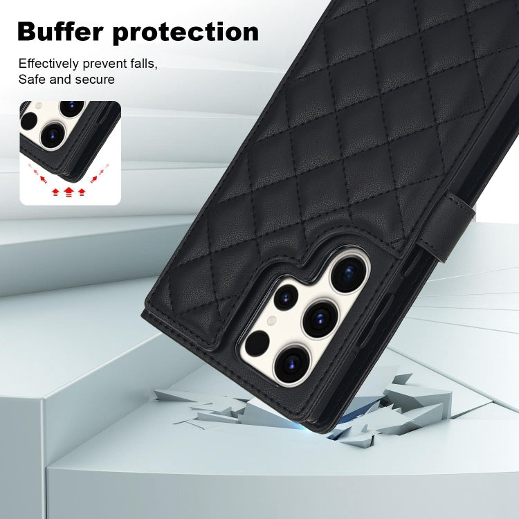 For Samsung Galaxy S23 Ultra 5G Crossbody Multifunction Rhombic Leather Phone Case