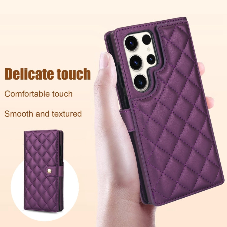 For Samsung Galaxy S23 Ultra 5G Crossbody Multifunction Rhombic Leather Phone Case