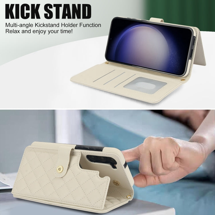 For Samsung Galaxy S23+ 5G Crossbody Multifunction Rhombic Leather Phone Case