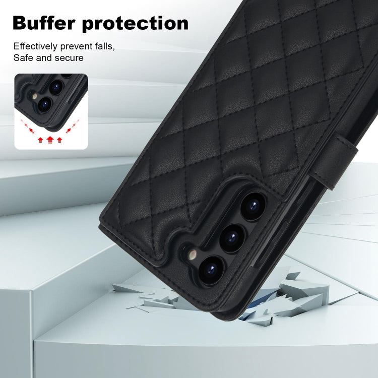 For Samsung Galaxy S23+ 5G Crossbody Multifunction Rhombic Leather Phone Case